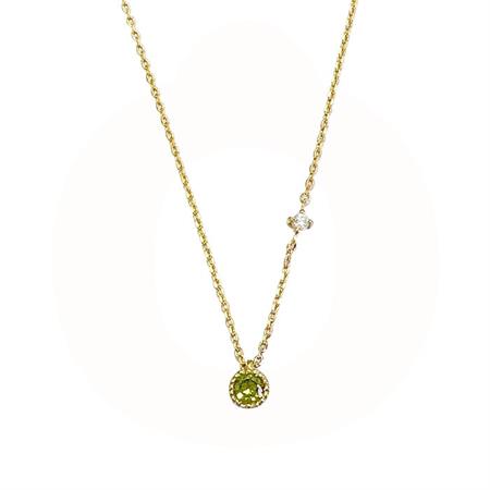 LuvaLu Jewellery - Halskæde med grøn Zirkonia - forgyldt sterlingsølv LS20149G