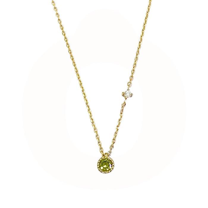 LuvaLu Jewellery - Halskæde med grøn Zirkonia - forgyldt sterlingsølv LS20149G