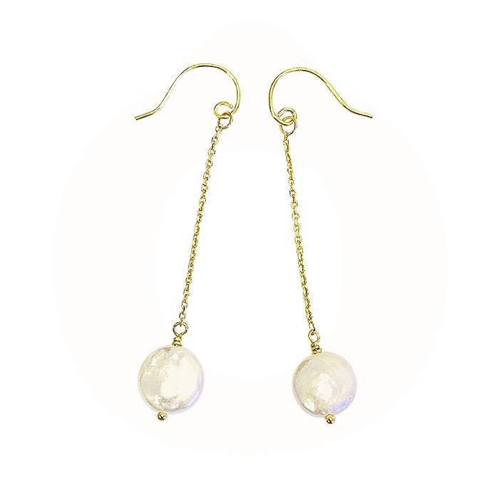 LuvaLu Jewellery - Perle Ørebøjler - forgyldt sølv m/ferskvandsperler LS60158G