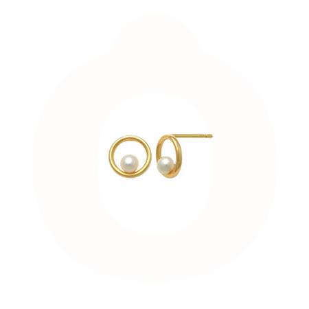 Vibholm - Cirkel ørestikker - 14 karat guld m/perler PT45810