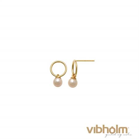 Vibholm - Cirkel ørestikker - 14 karat guld m/perler PT45905-4