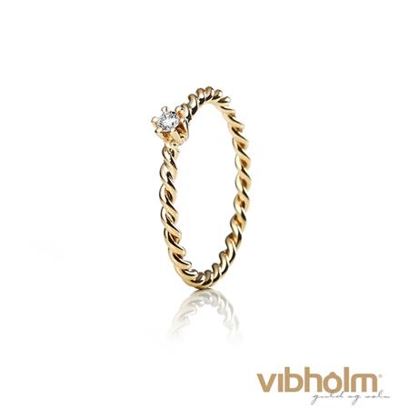 Vibholm Handmade - Snoet Rund ring i 14 karat rødguld med diamant V-004-585RG