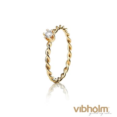 Vibholm Handmade - Snoet Rund ring i 14 karat rødguld med diamant V-009-585RG